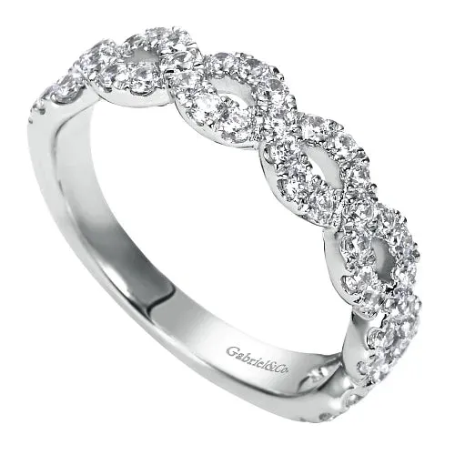 14K W Gold 0.95ctw Ladies Open Twisted Diamond Band