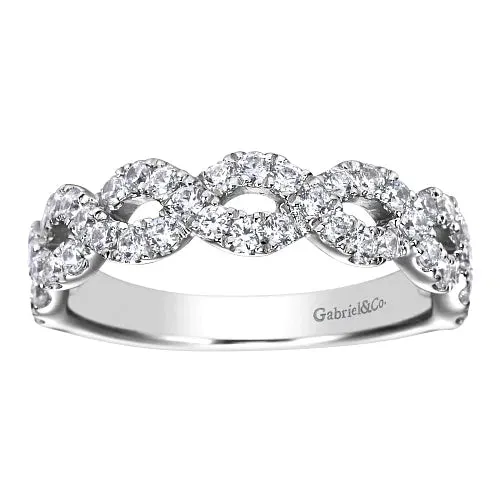 14K W Gold 0.95ctw Ladies Open Twisted Diamond Band