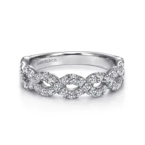 14K W Gold 0.95ctw Ladies Open Twisted Diamond Band