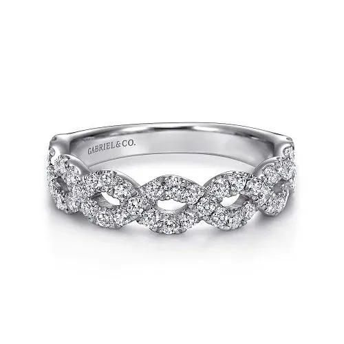 14K W Gold 0.95ctw Ladies Open Twisted Diamond Band