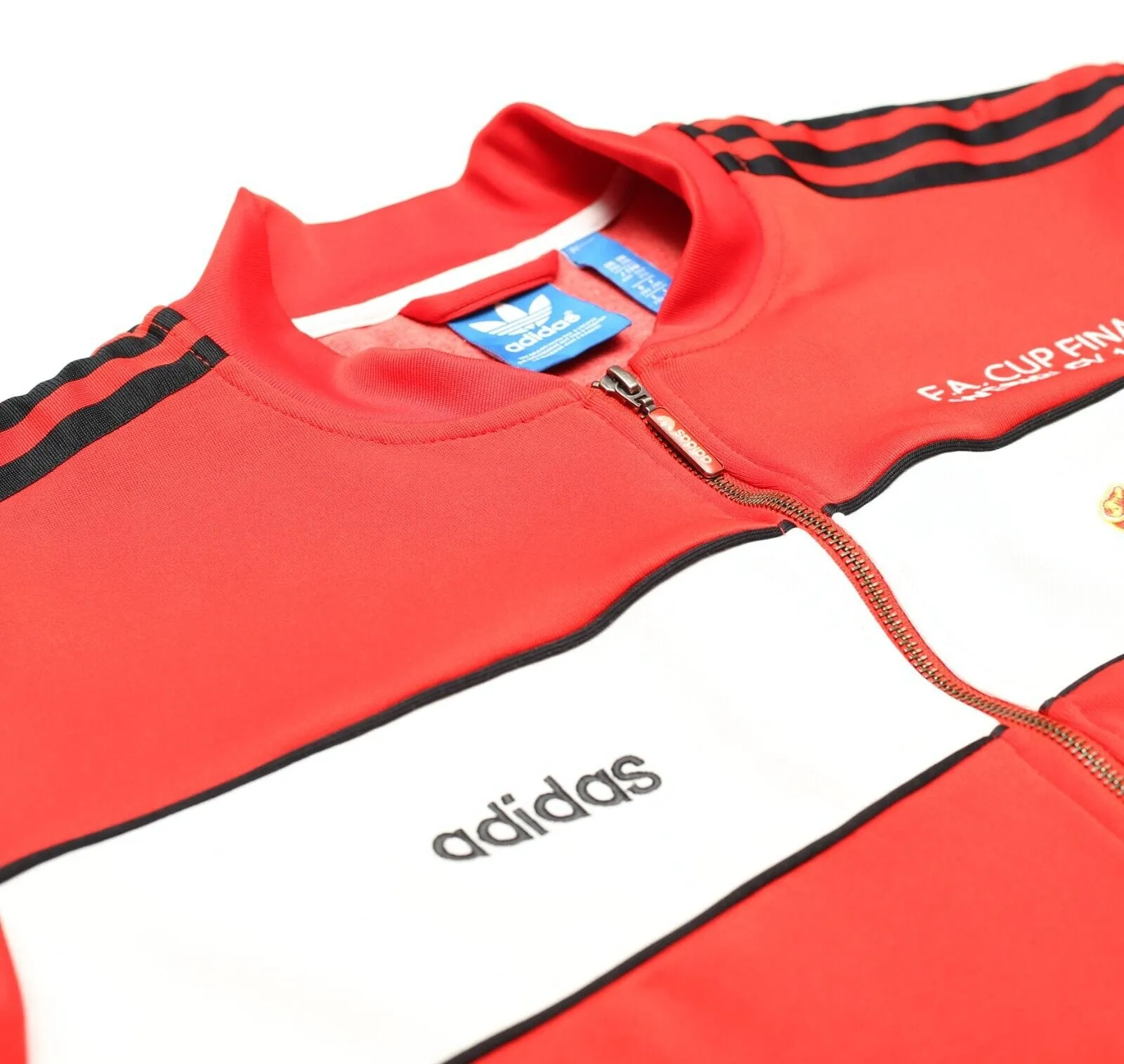 1985 MANCHESTER UNITED adidas Originals FA Cup Football Track Top Jacket (XXL)