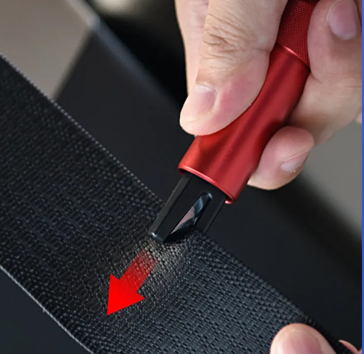 2-in-1 Car Safety Hammer Glass Window Breaker Seat Belt Cutter Auto Emergency Escape Tool Keychain