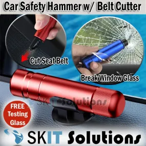 2-in-1 Car Safety Hammer Glass Window Breaker Seat Belt Cutter Auto Emergency Escape Tool Keychain