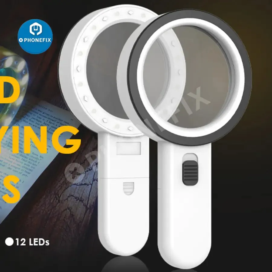 30X Handheld Magnifier With Light For Soldering/ Inspection Jewelry/Seniors Reading