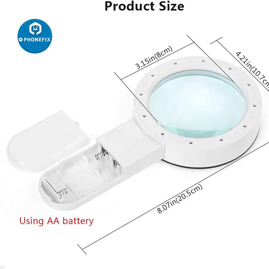 30X Handheld Magnifier With Light For Soldering/ Inspection Jewelry/Seniors Reading