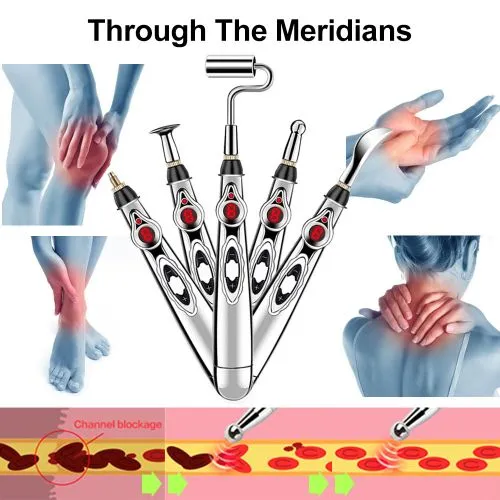 5 Heads Electronic Acupuncture Pen Electric Meridians Laser Therapy Heal Massage Pen Meridian Energy Pen Relief Pain Tools Sets S258964