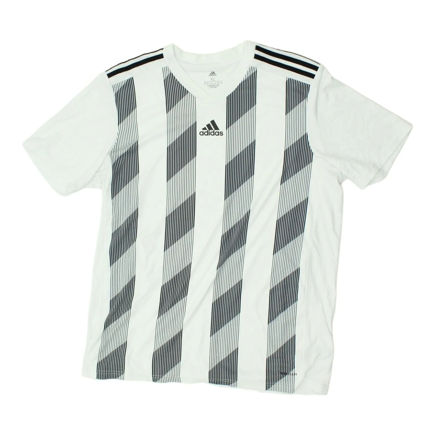 Adidas Aeroready Striped Mens White Black Sports Tshirt | Sportswear Activewear