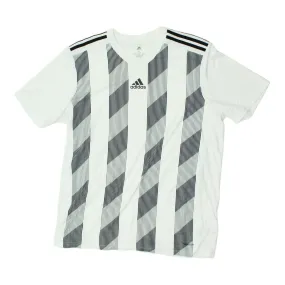 Adidas Aeroready Striped Mens White Black Sports Tshirt | Sportswear Activewear