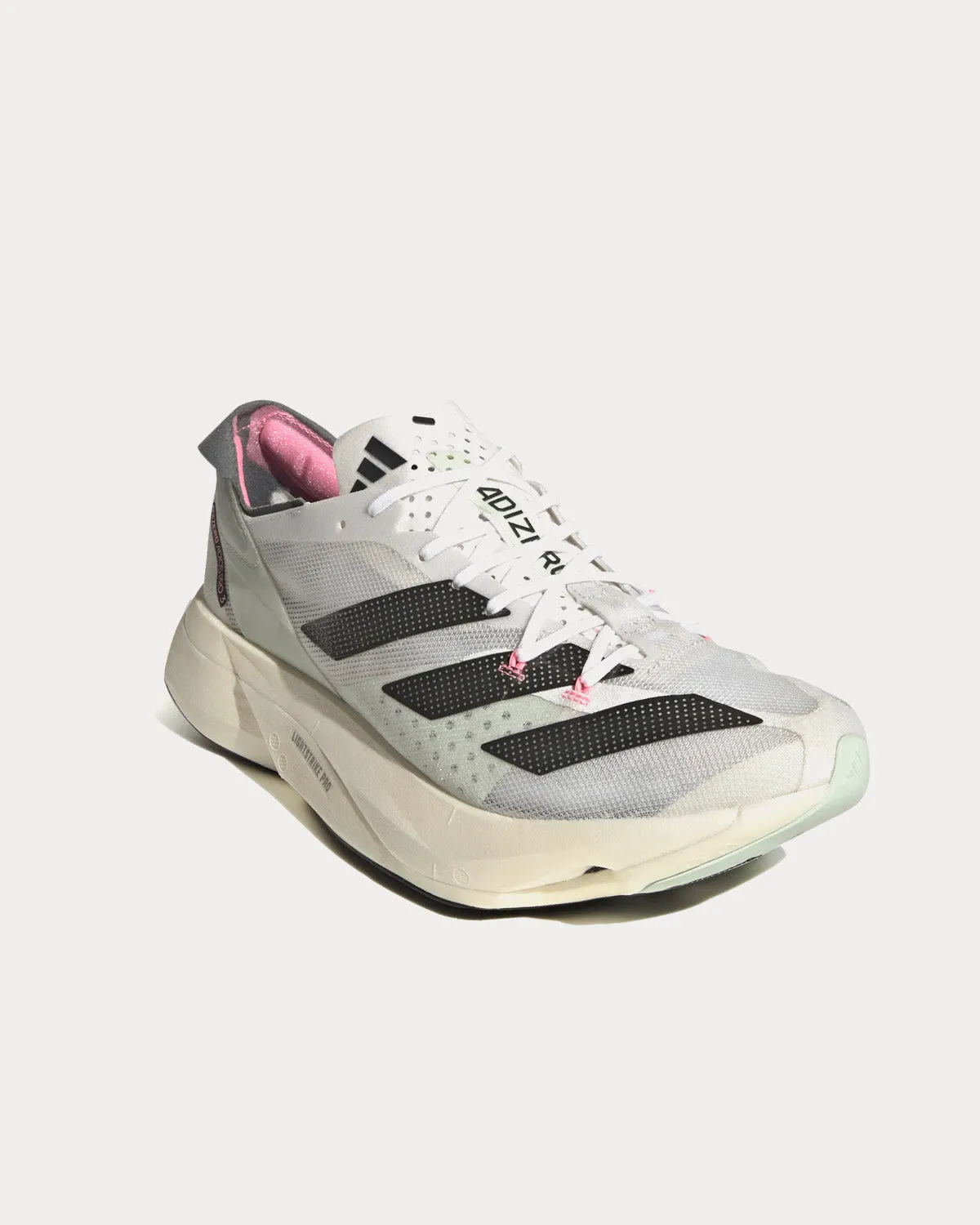 Adizero Adios Pro 3 Crystal White / Night Metallic / Linen Green Running Shoes