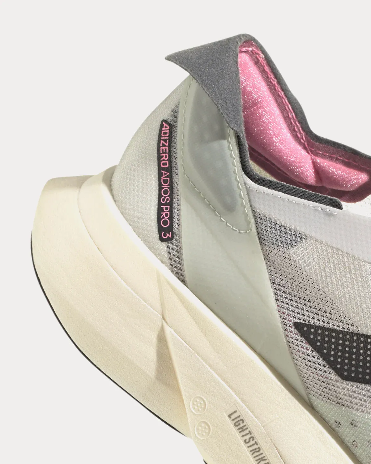 Adizero Adios Pro 3 Crystal White / Night Metallic / Linen Green Running Shoes