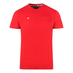 Aquascutum Brand Embossed Logo Red T Shirt