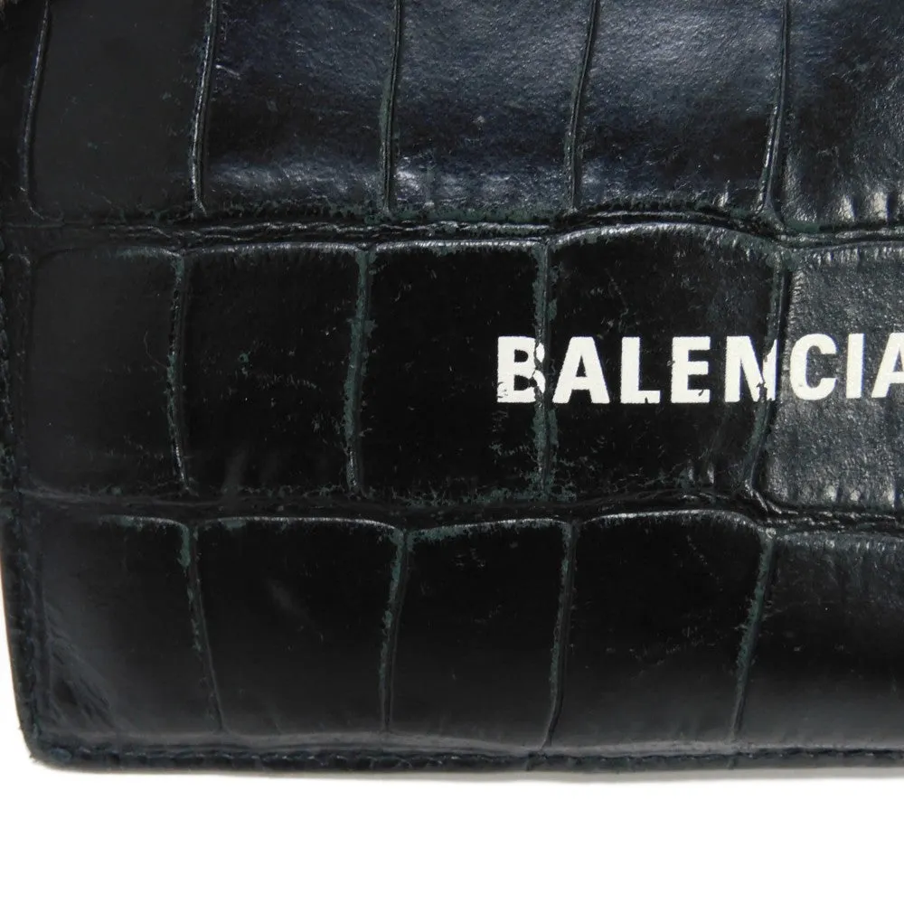 BALENCIAGA Coin case 640535 1ROP3 1000 Calfskin (crocodile embossed) black New logo cash coin card holder mens