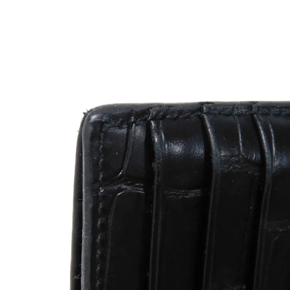 BALENCIAGA Coin case 640535 1ROP3 1000 Calfskin (crocodile embossed) black New logo cash coin card holder mens