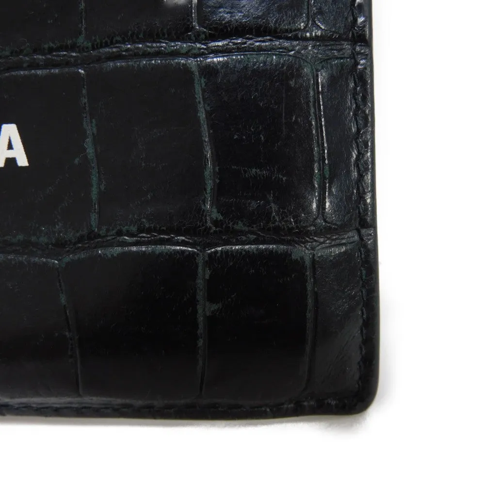 BALENCIAGA Coin case 640535 1ROP3 1000 Calfskin (crocodile embossed) black New logo cash coin card holder mens