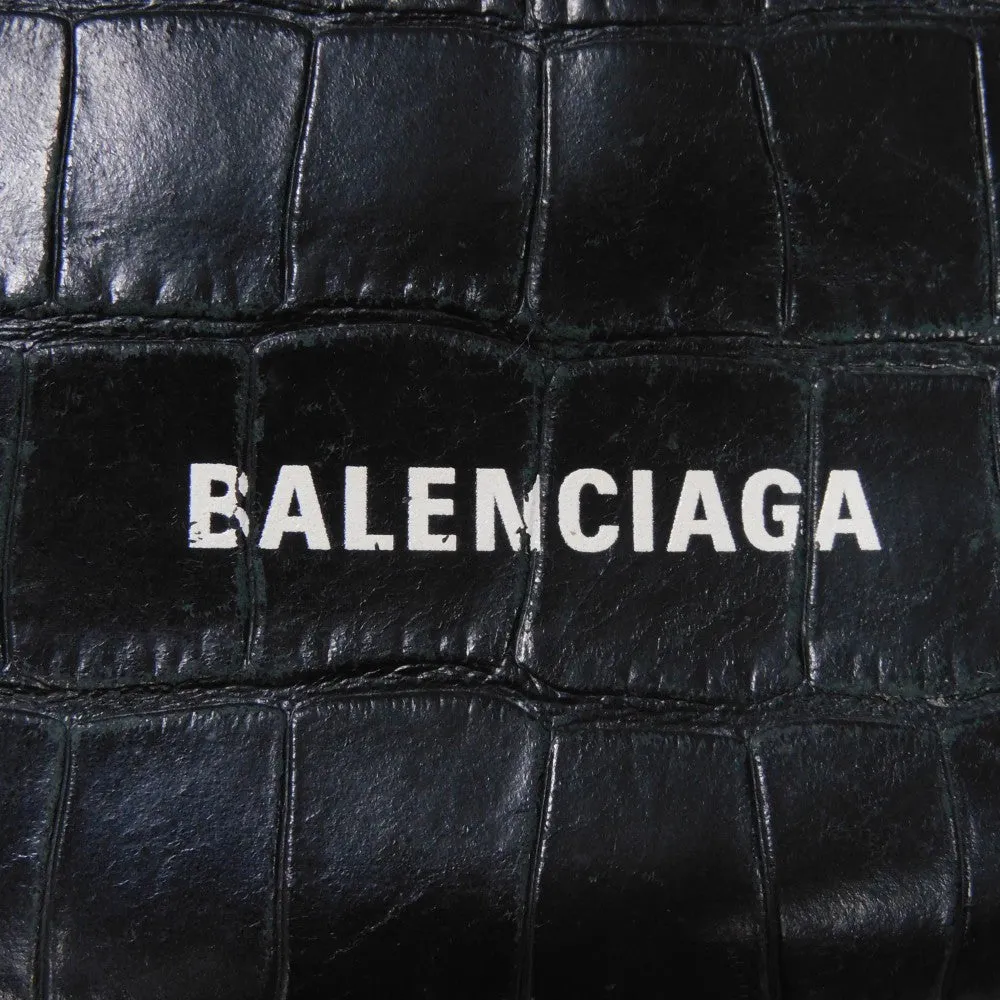 BALENCIAGA Coin case 640535 1ROP3 1000 Calfskin (crocodile embossed) black New logo cash coin card holder mens