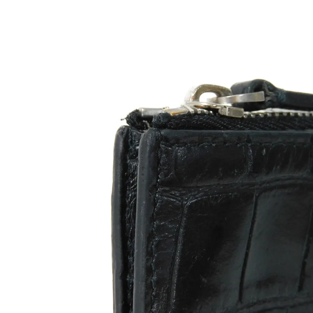 BALENCIAGA Coin case 640535 1ROP3 1000 Calfskin (crocodile embossed) black New logo cash coin card holder mens