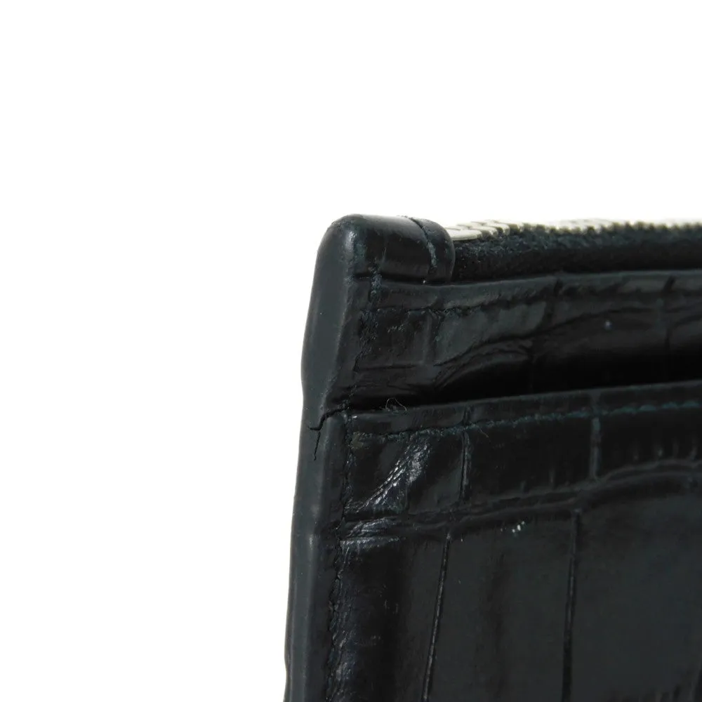 BALENCIAGA Coin case 640535 1ROP3 1000 Calfskin (crocodile embossed) black New logo cash coin card holder mens