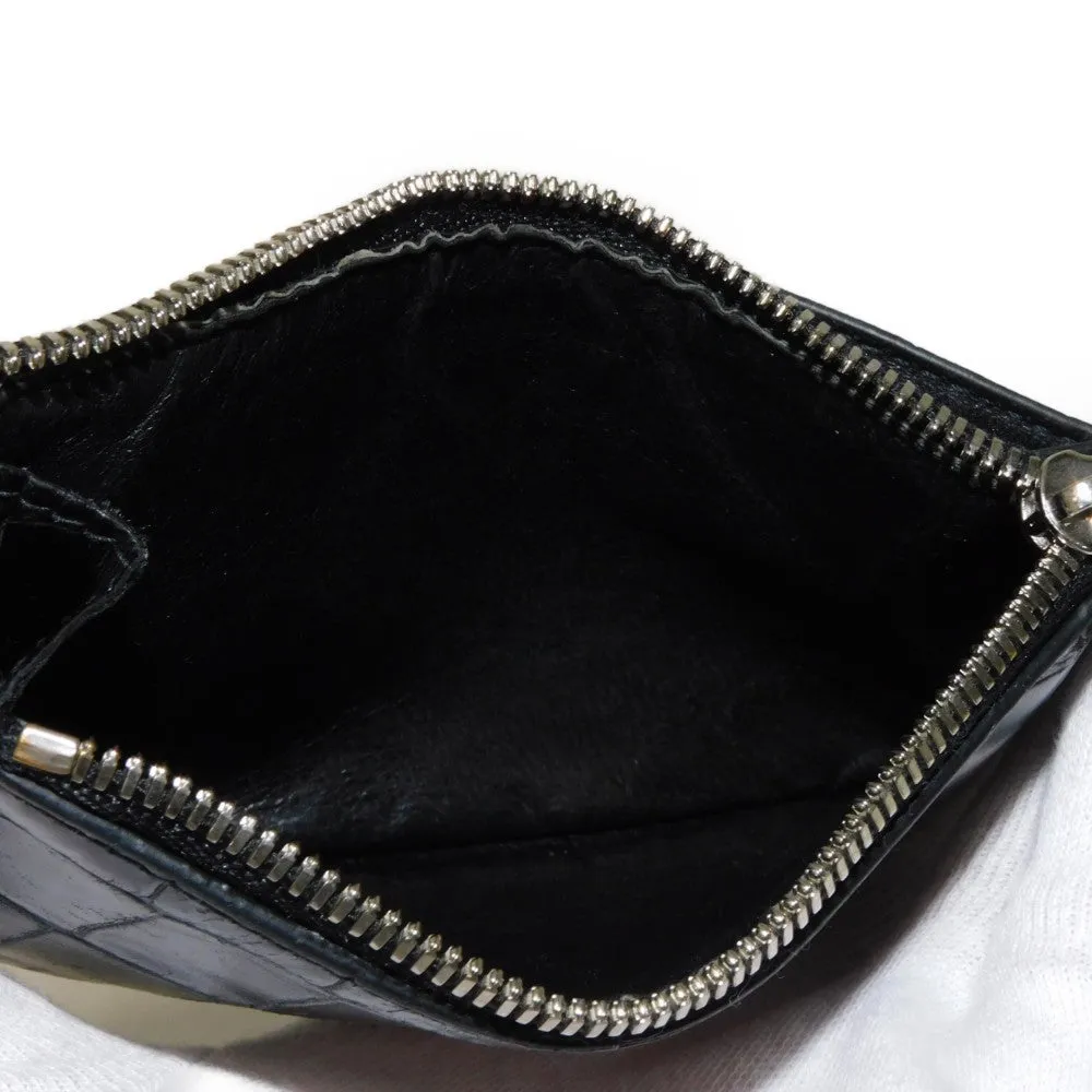 BALENCIAGA Coin case 640535 1ROP3 1000 Calfskin (crocodile embossed) black New logo cash coin card holder mens