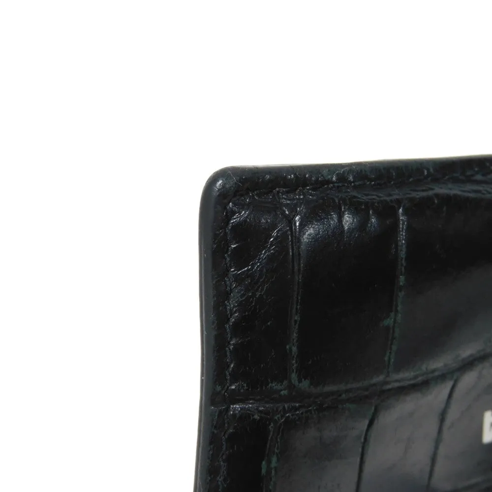 BALENCIAGA Coin case 640535 1ROP3 1000 Calfskin (crocodile embossed) black New logo cash coin card holder mens