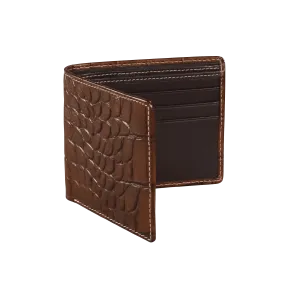 Bark Brown Mock Croc Leather Wallet