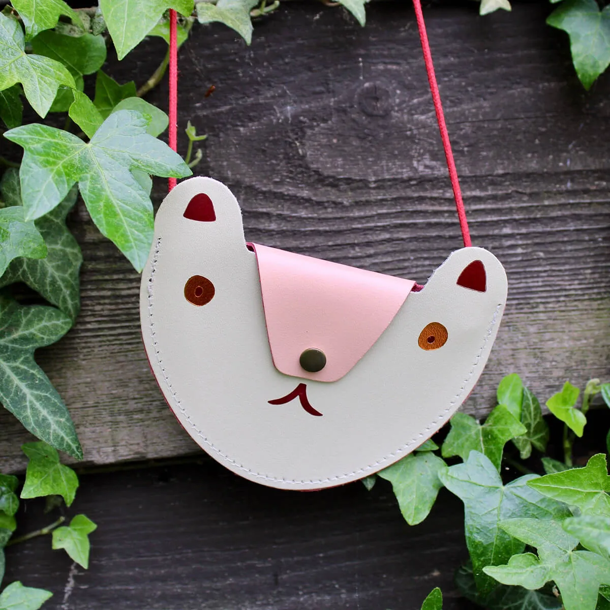 Bear Pocket Purse in Cream / Pale Pink by Ark Colour Designs
