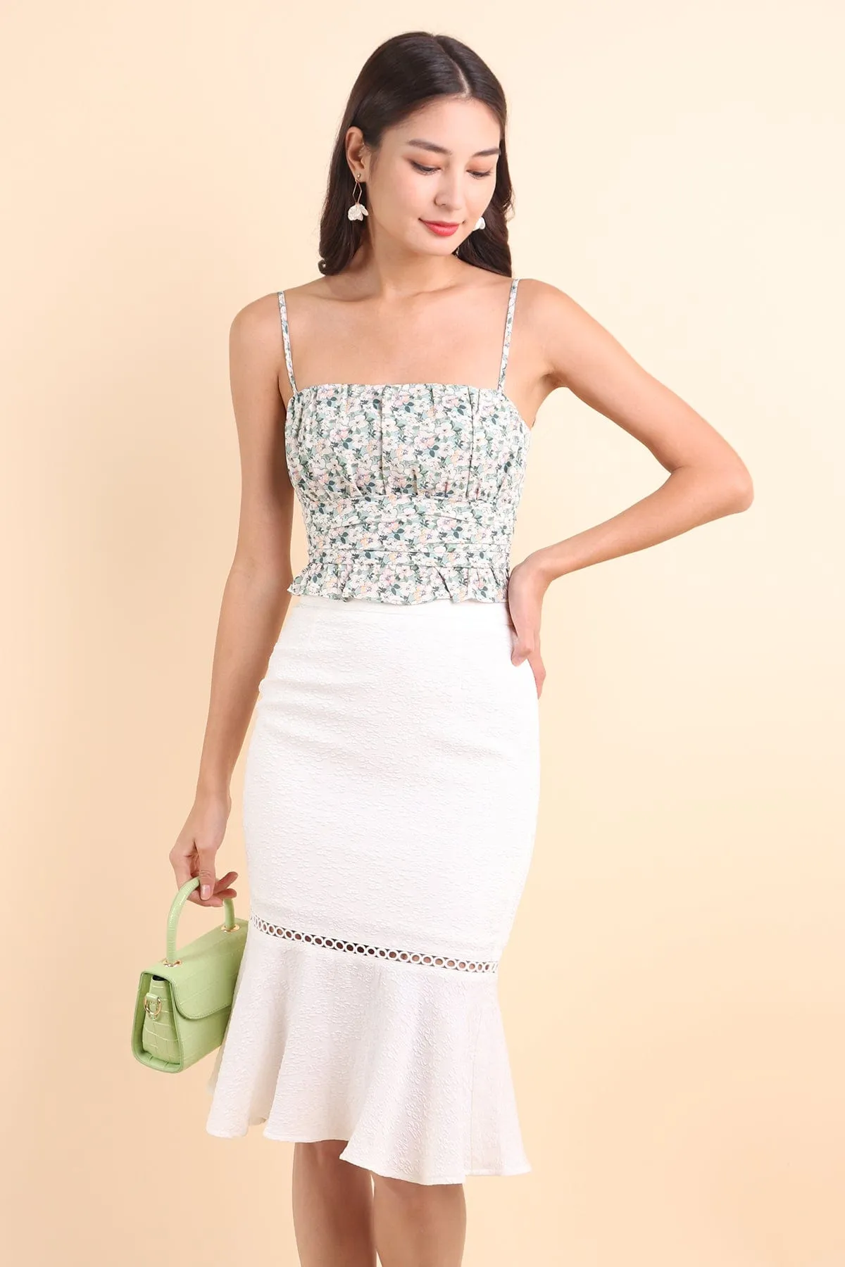 BERLINA EMBOSSED SKIRT IN WHITE