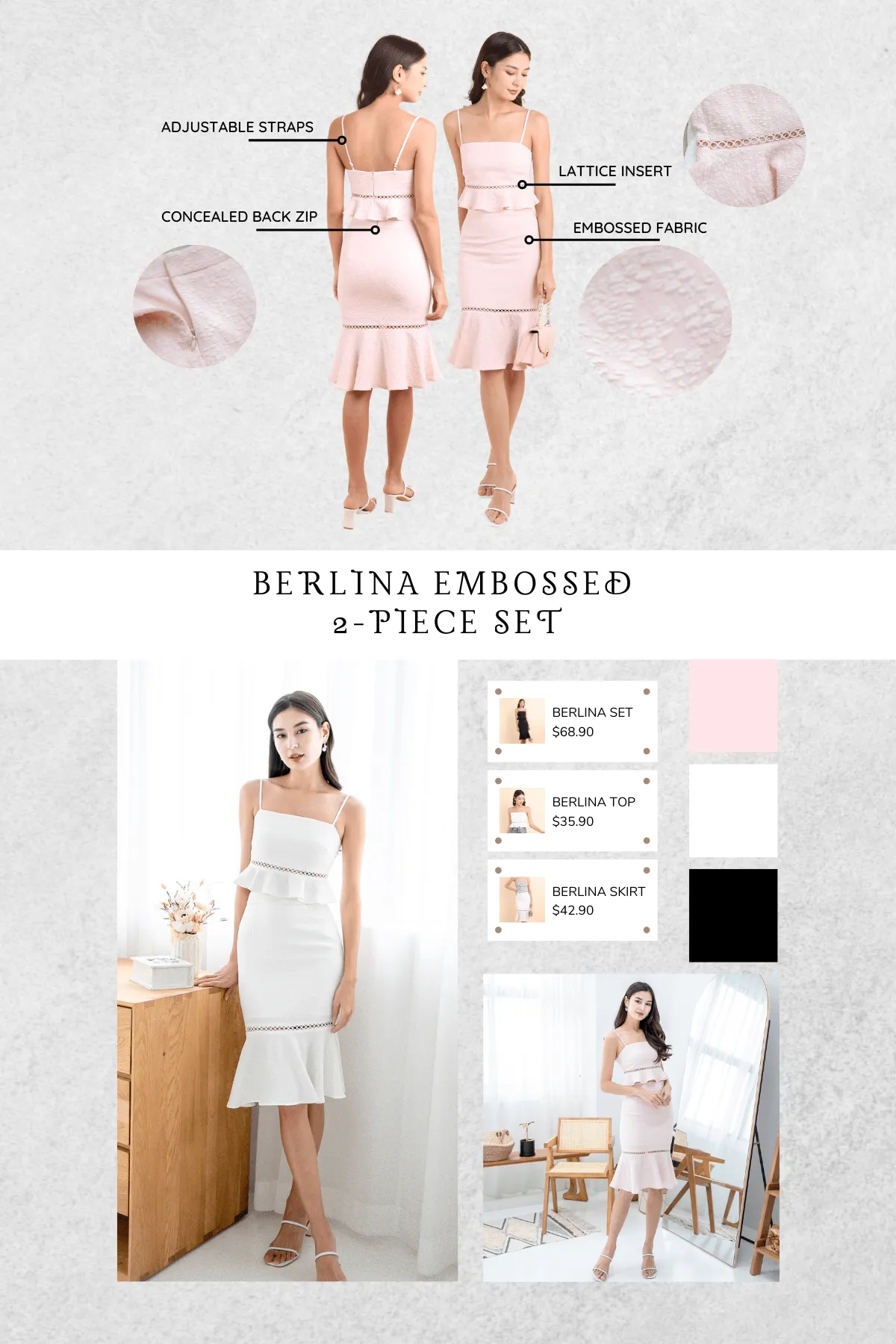BERLINA EMBOSSED SKIRT IN WHITE