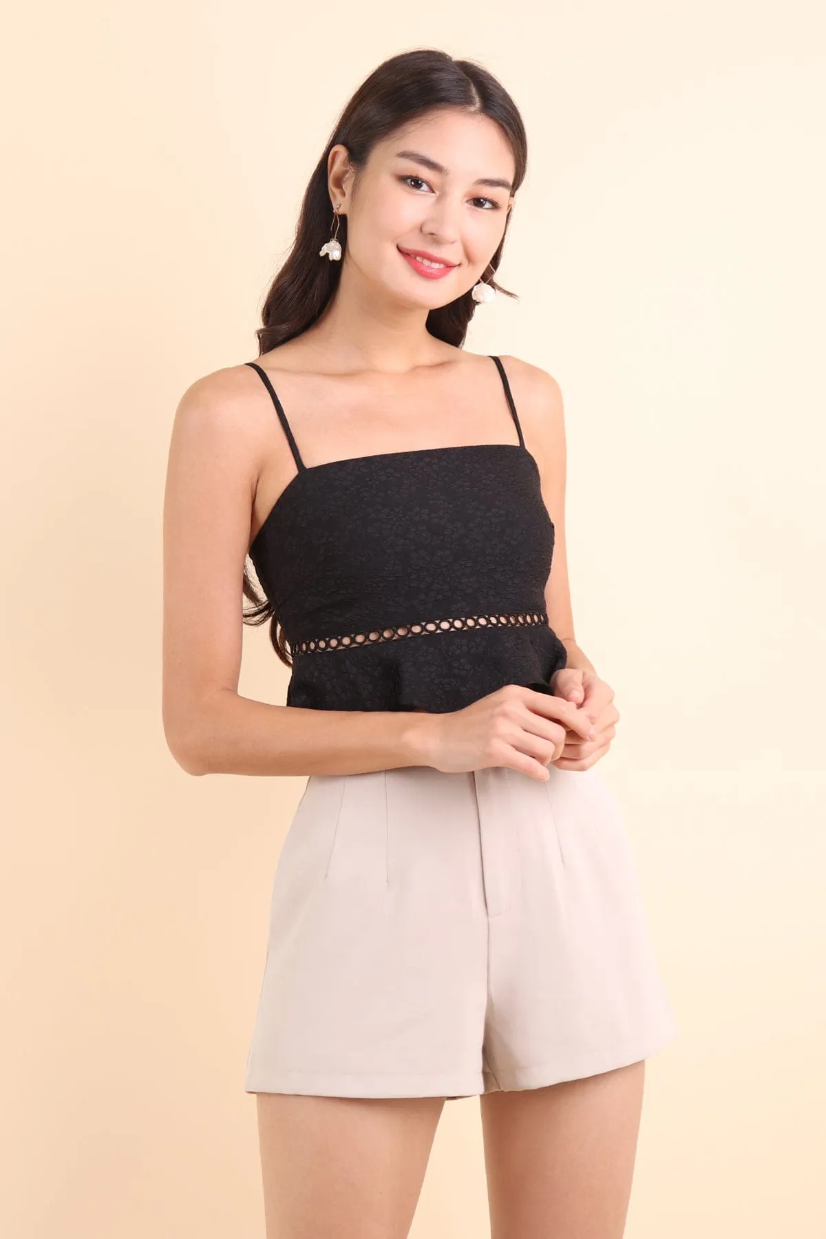 BERLINA EMBOSSED TOP IN BLACK