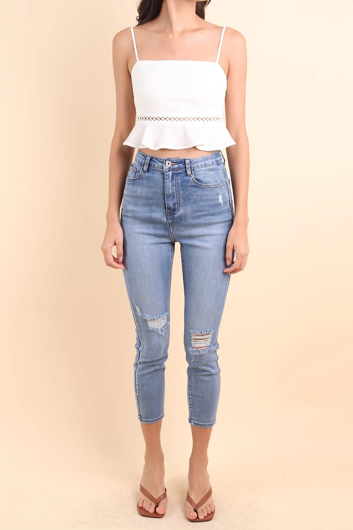 BERLINA EMBOSSED TOP IN WHITE