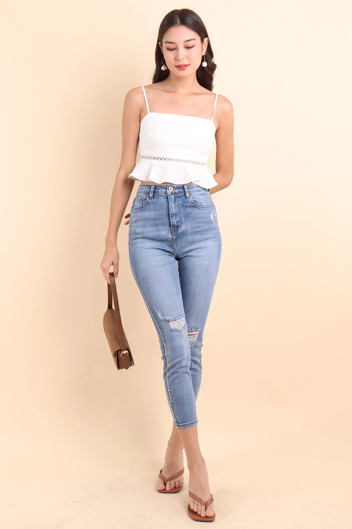 BERLINA EMBOSSED TOP IN WHITE