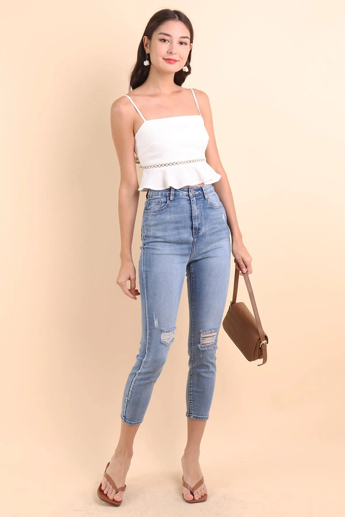 BERLINA EMBOSSED TOP IN WHITE