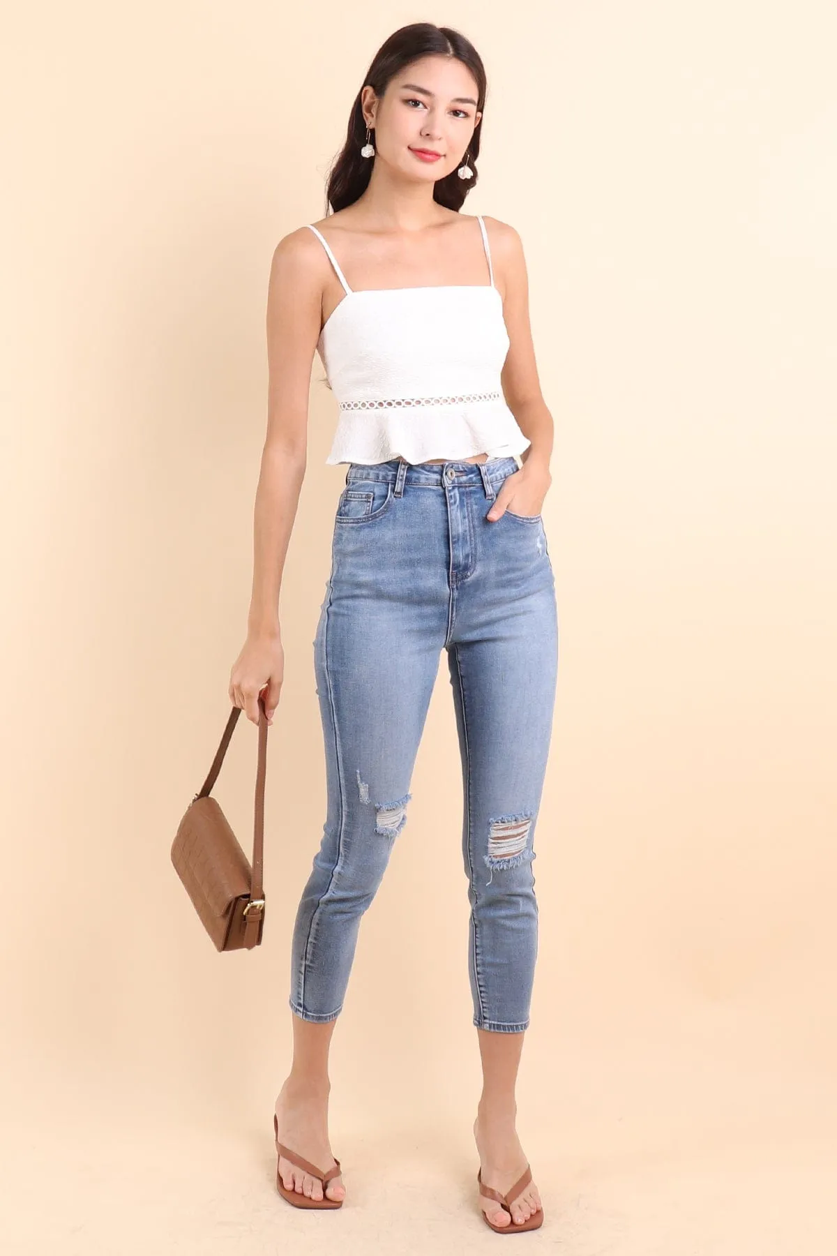 BERLINA EMBOSSED TOP IN WHITE