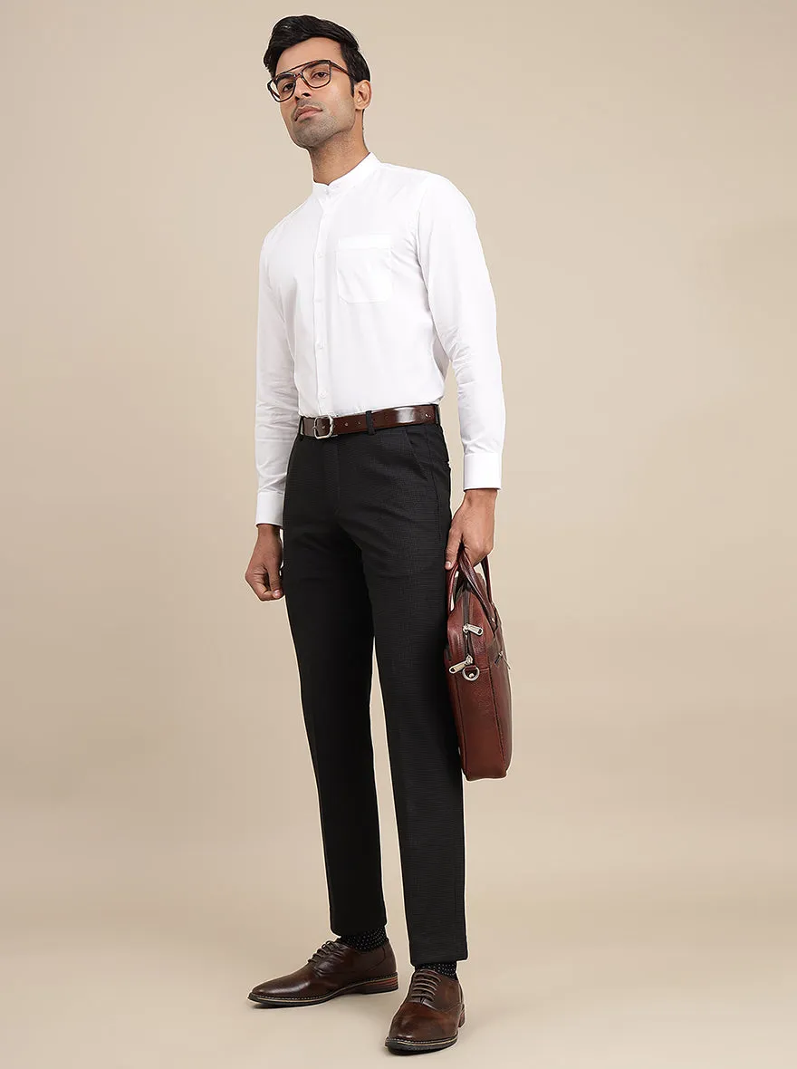 Black Checked Super Slim Fit Formal Trouser | JadeBlue