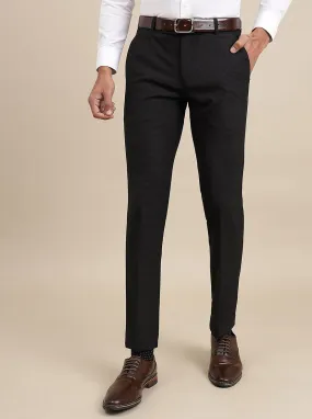 Black Checked Super Slim Fit Formal Trouser | JadeBlue
