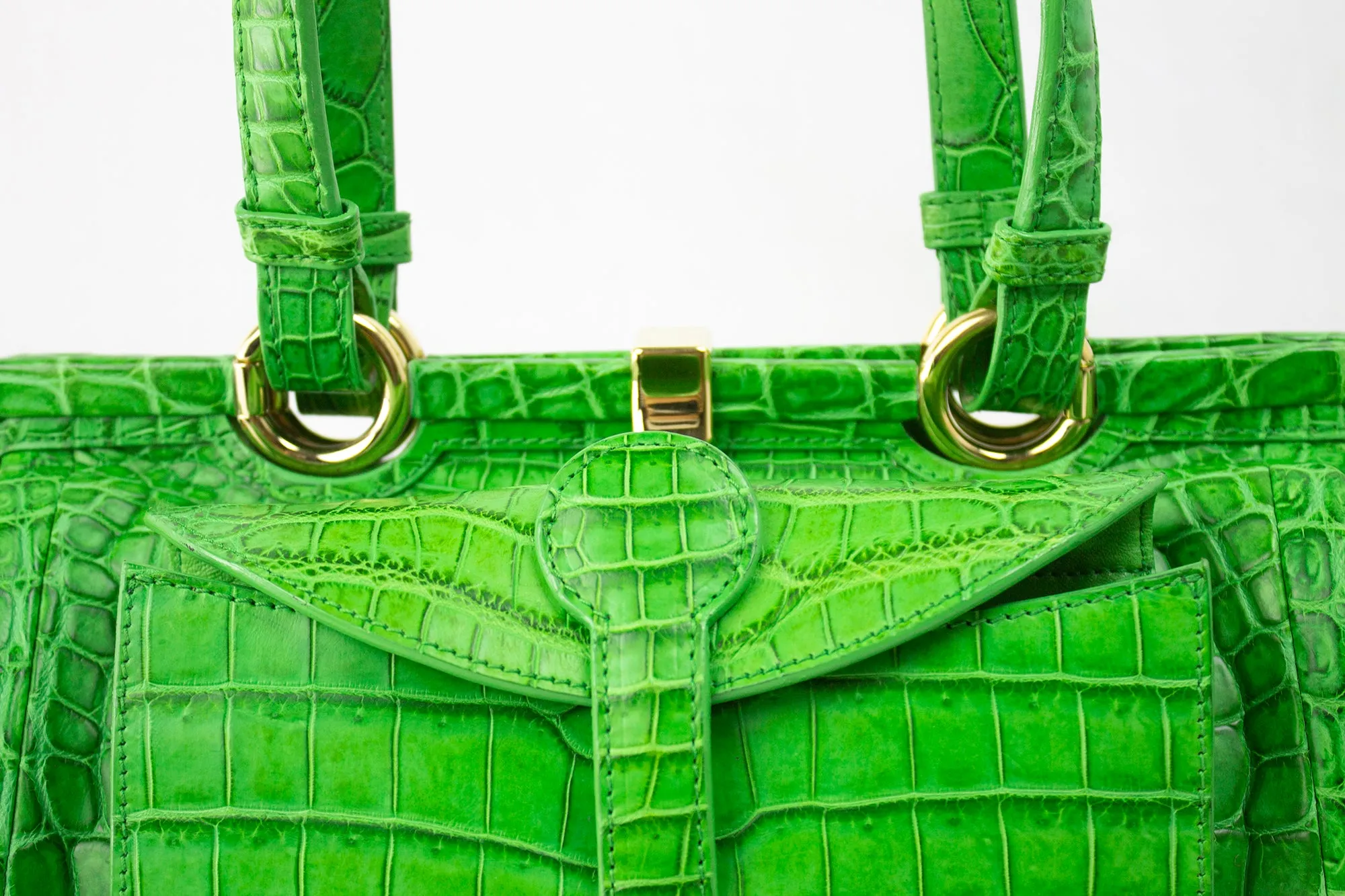 Bottega Veneta Green Crocodile Leather Bag (PREOWNED)