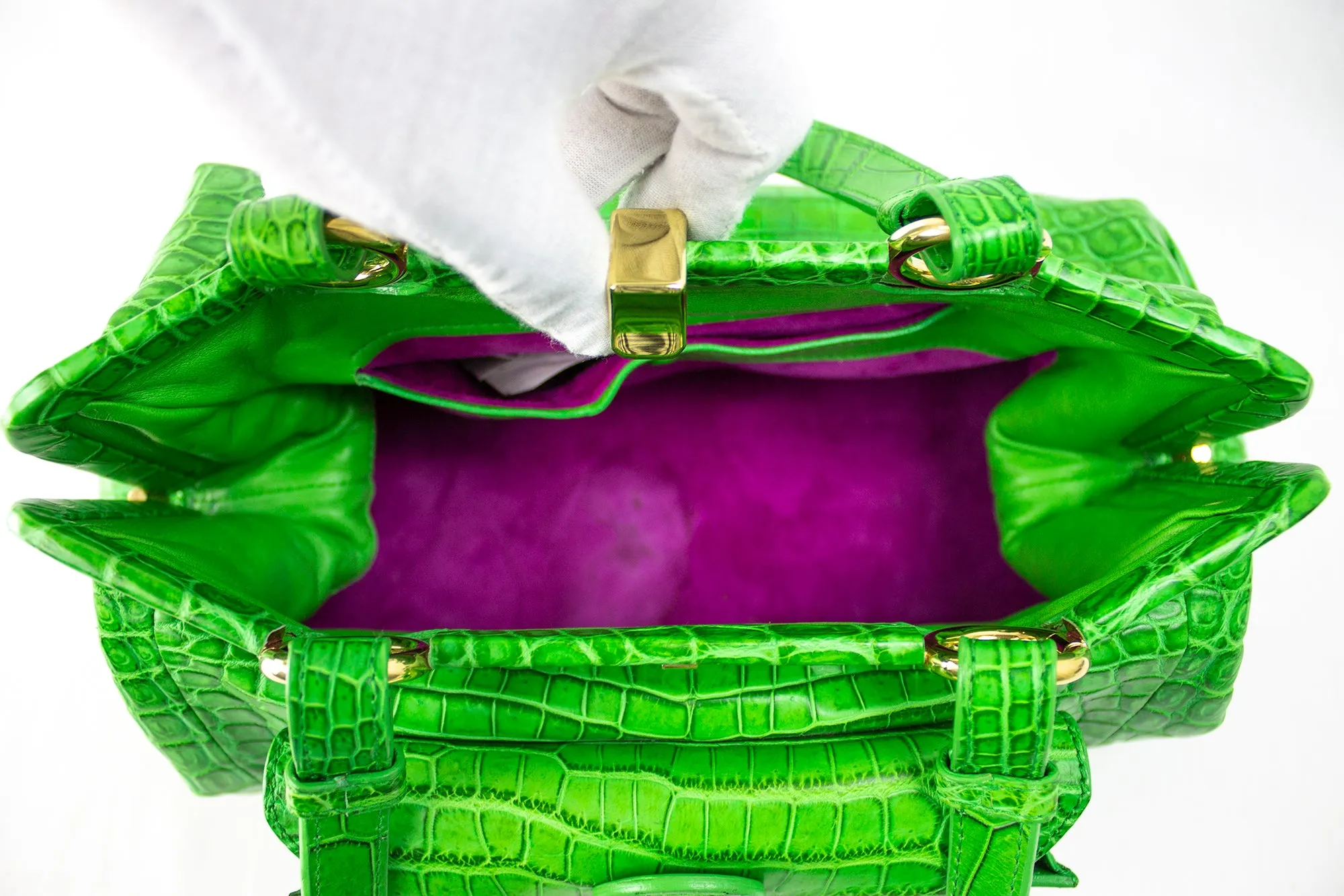 Bottega Veneta Green Crocodile Leather Bag (PREOWNED)