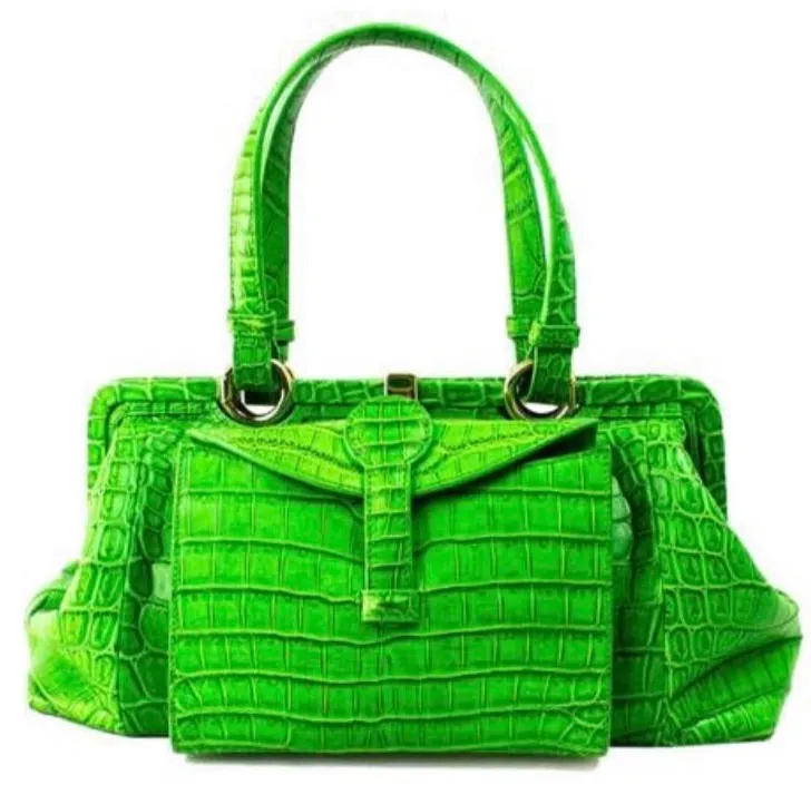 Bottega Veneta Green Crocodile Leather Bag (PREOWNED)