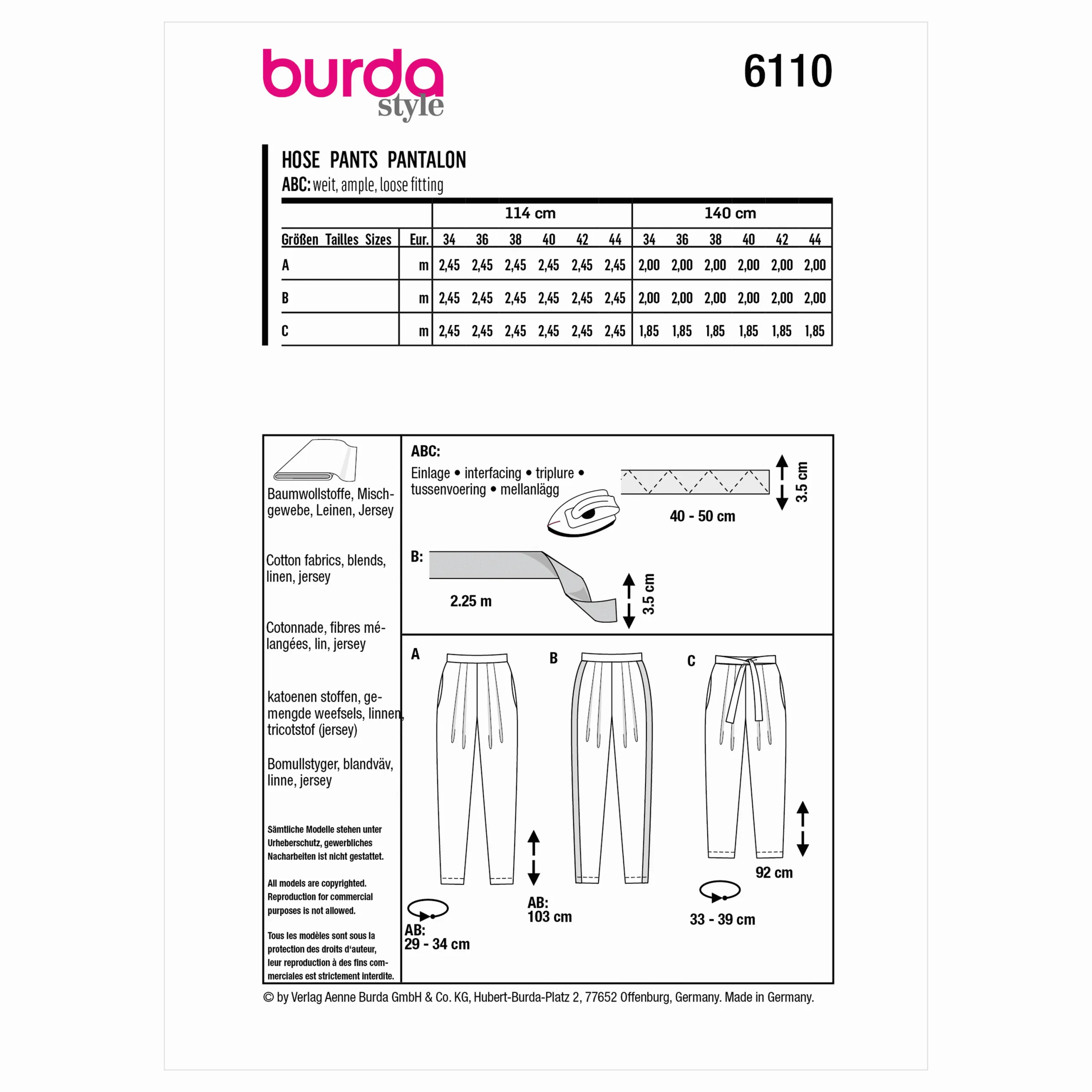 Burda Trousers 6110
