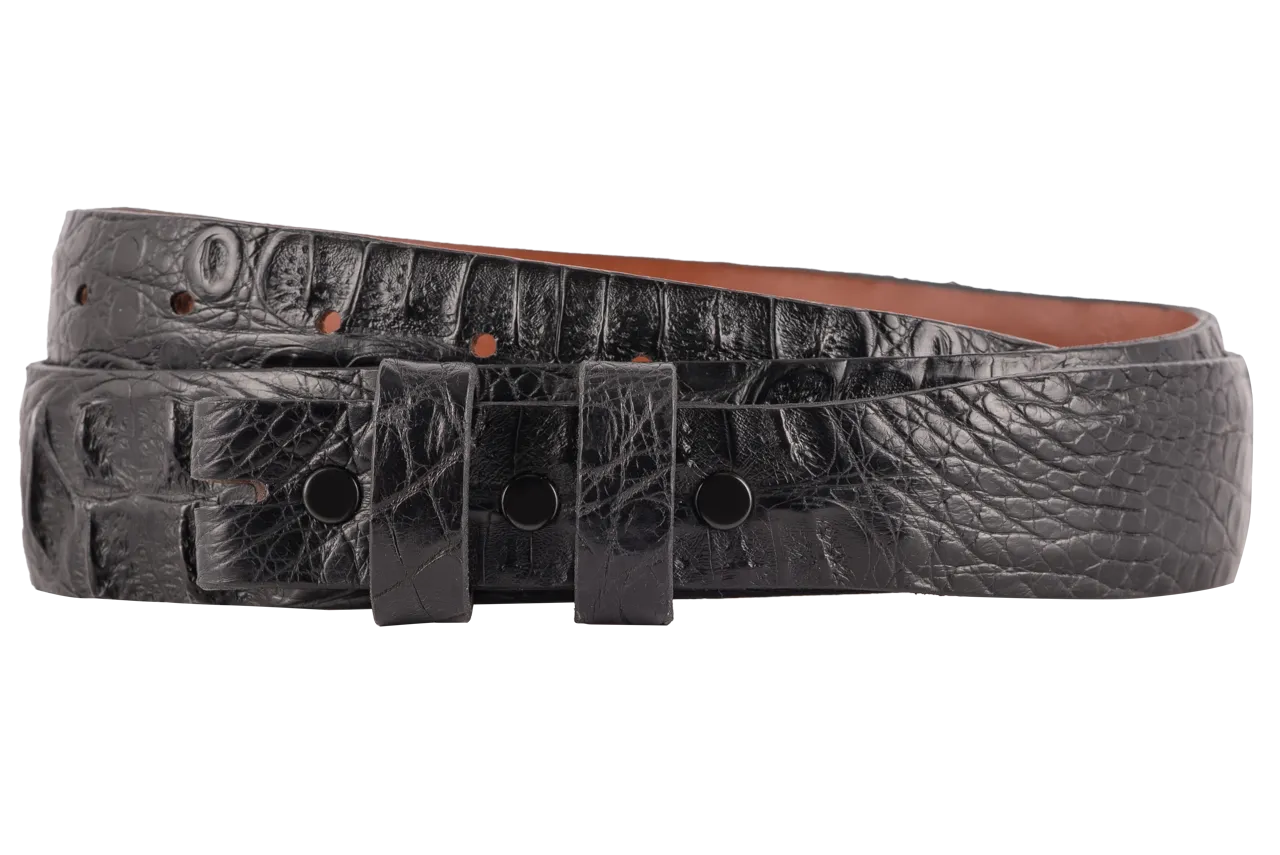 Chacon 1.25" Hornback Crocodile Tapered Belt Strap