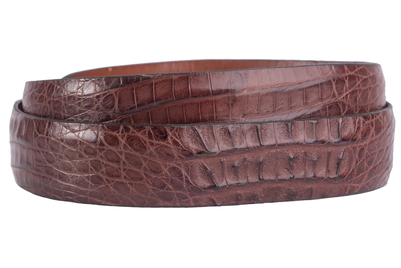 Chacon 1.25" Hornback Crocodile Tapered Belt Strap