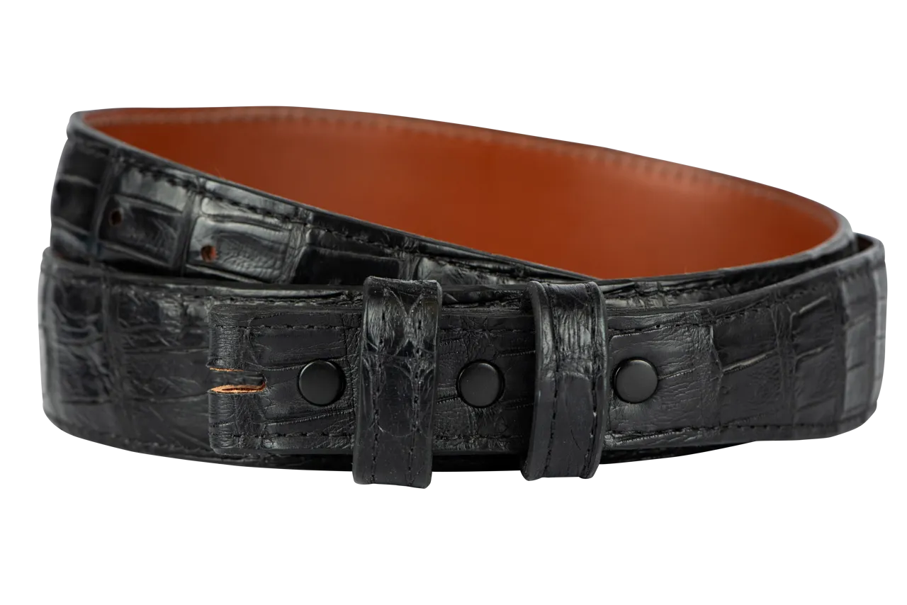 Chacon 1.25" Ultra Crocodile Matte Tapered Leather Belt Strap