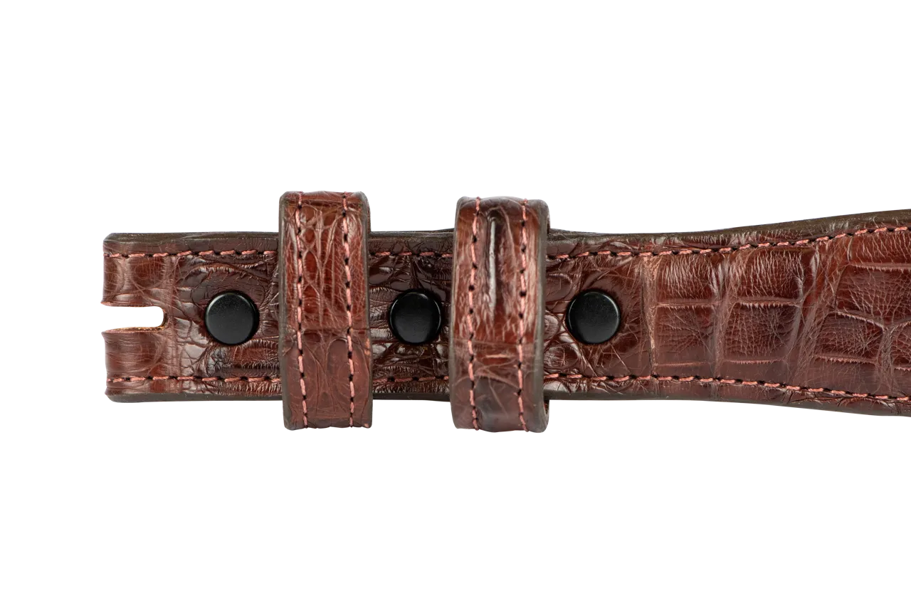 Chacon 1.25" Ultra Crocodile Matte Tapered Leather Belt Strap