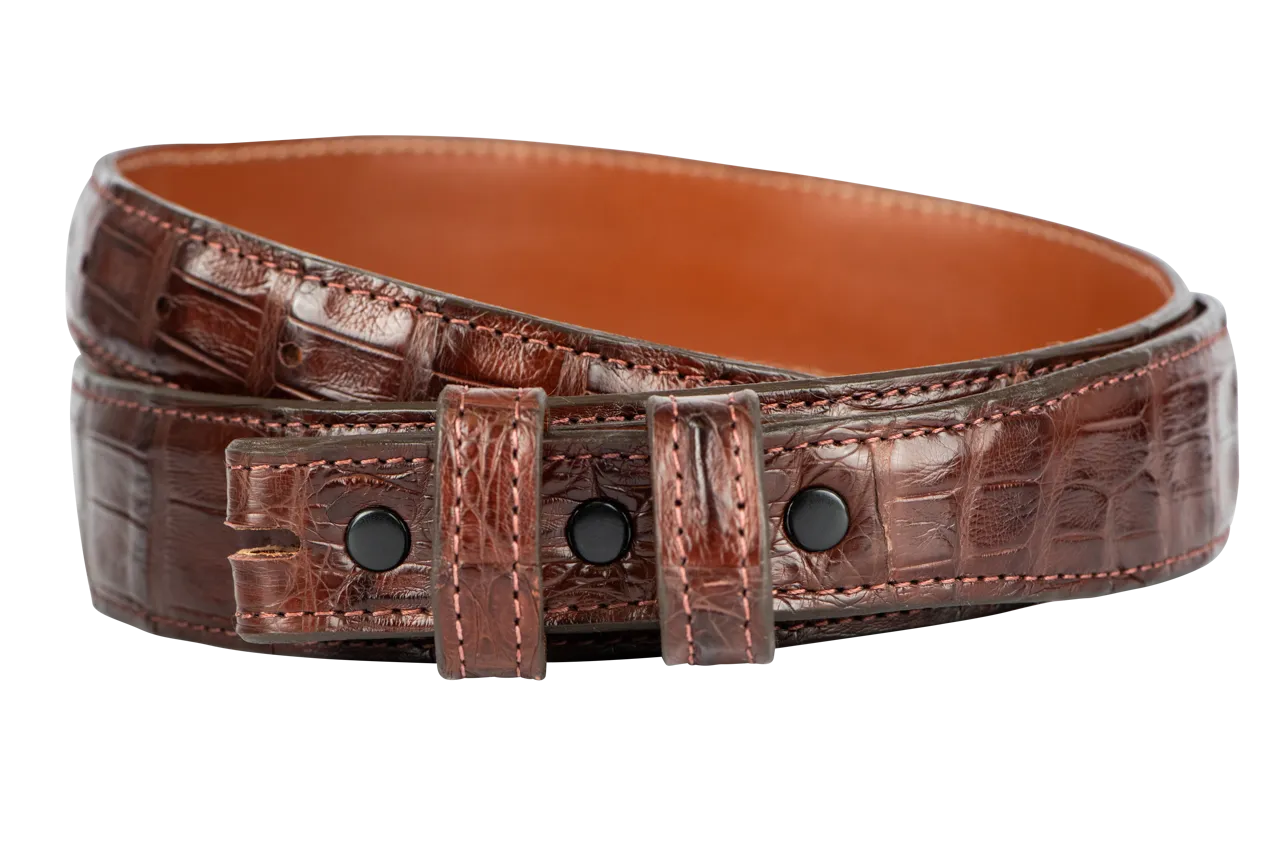 Chacon 1.25" Ultra Crocodile Matte Tapered Leather Belt Strap
