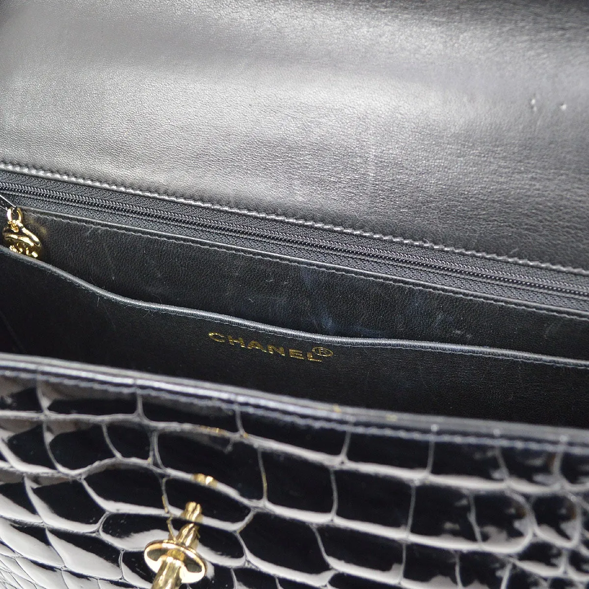 CHANEL  Black Crocodile Kelly 30