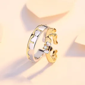 Couple Ring S925 Sterling Silver Bee Ring - Unique Color Separation Design