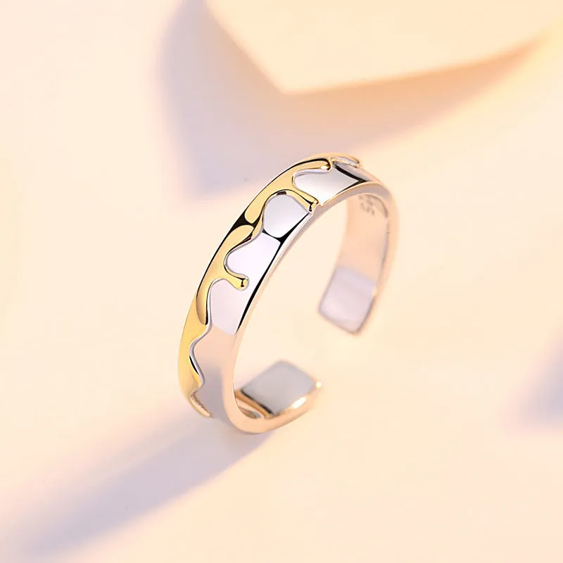 Couple Ring S925 Sterling Silver Bee Ring - Unique Color Separation Design