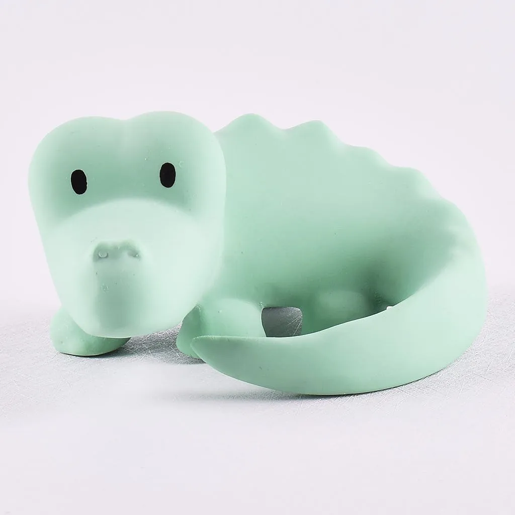 Crocodile Organic Natural Rubber Rattle, Teether & Bath Toy