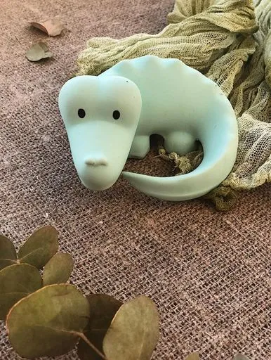Crocodile Organic Natural Rubber Rattle, Teether & Bath Toy