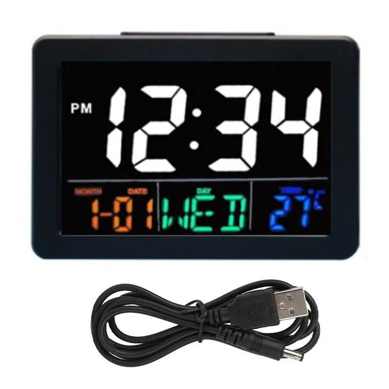 Digital LCD Alarm LED Table Clock with Large Display, BackLight Voice Control, World Time, Timer, Calendar