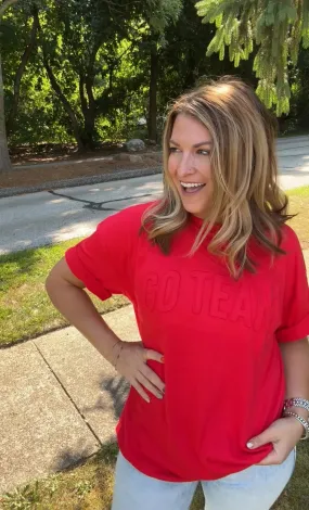 Embossed Oversized Go Team Tee